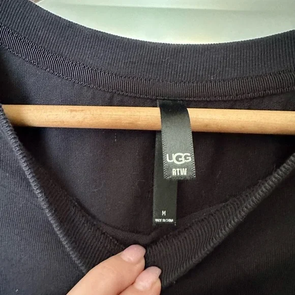 UGG Women's Zoey T-Shirt Dress Short Sleeve Organic Cotton Size M Black - Picture 8 of 9